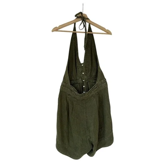 Free People City's Edge Romper in Dried Basil Linen Blend M - Picture 10 of 10
